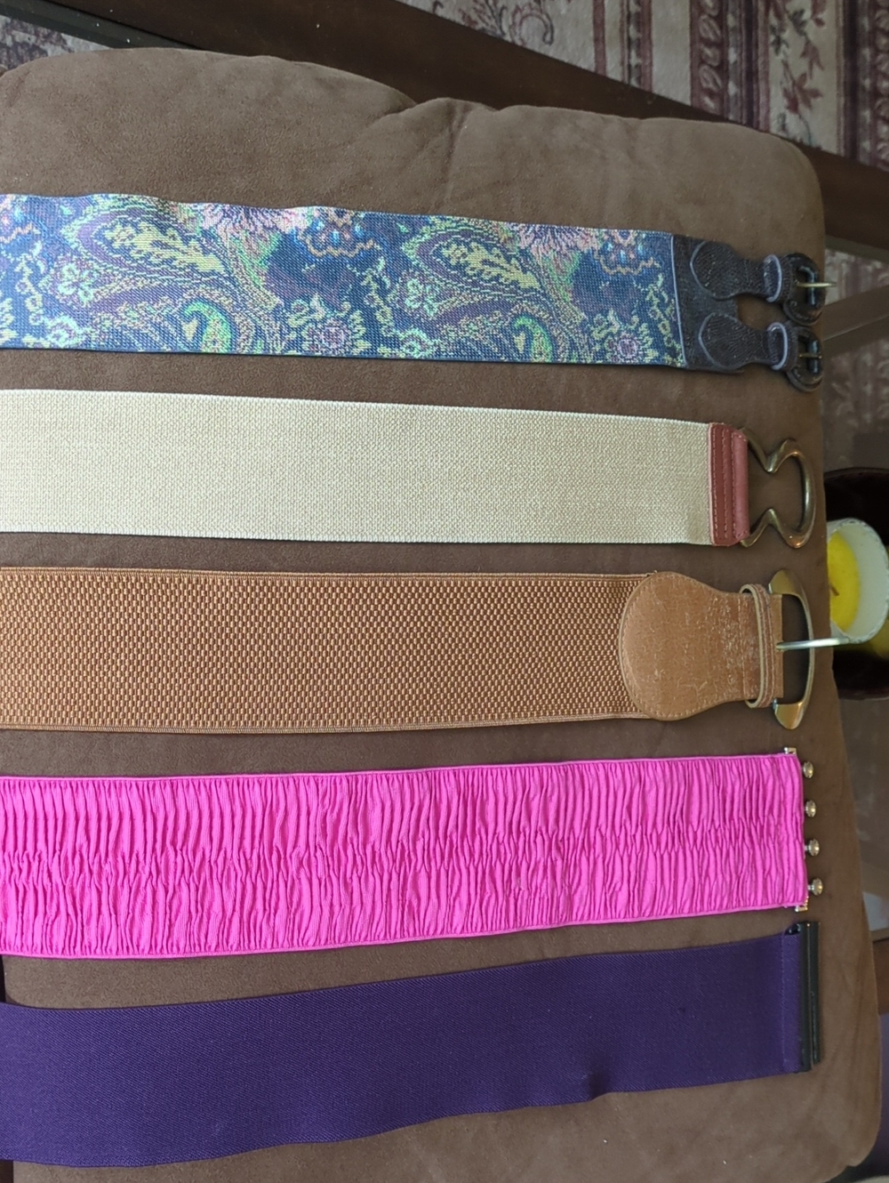 Pack of Women's Fashion Belts - Pink, Purple, Tan, Beige, Paisley